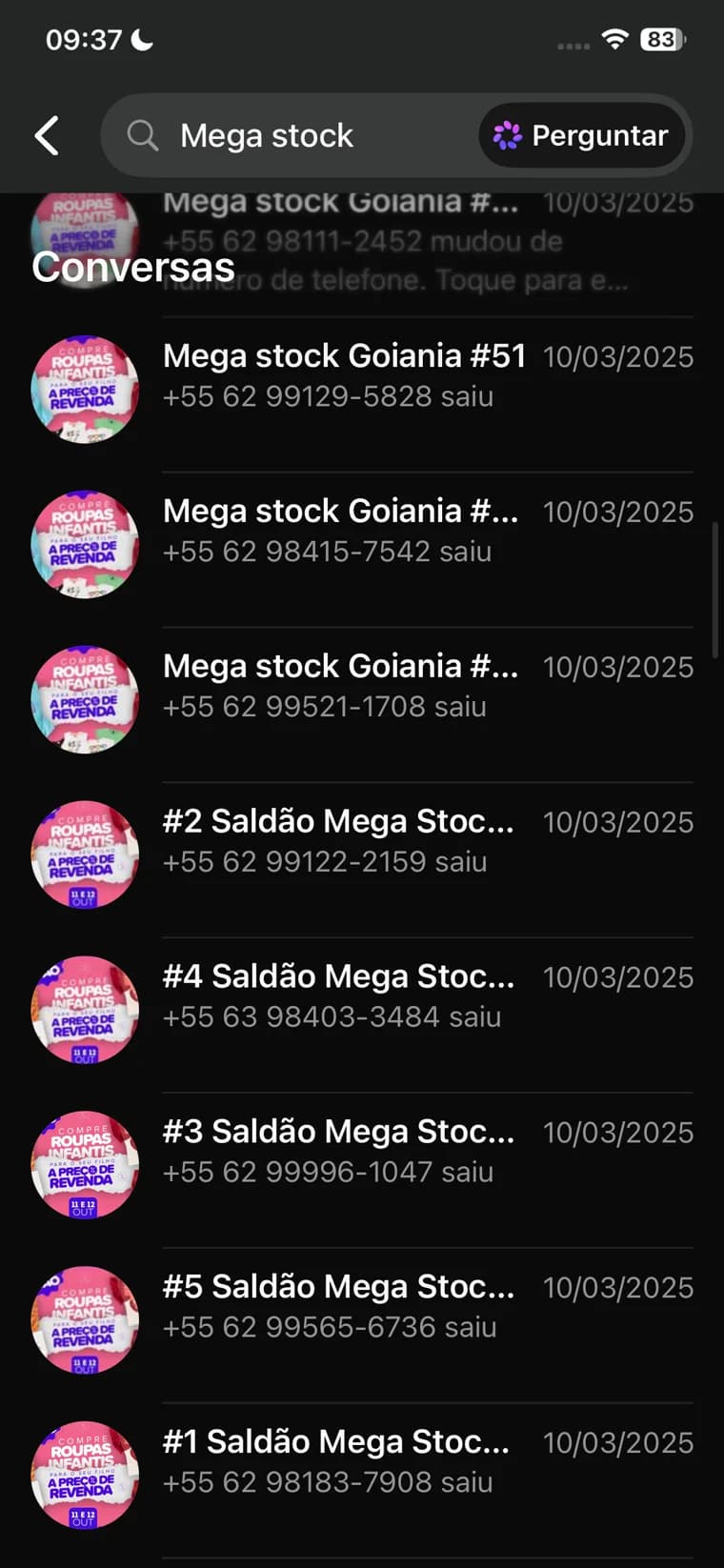 Grupos Mega Stock Goiânia numerados até 51